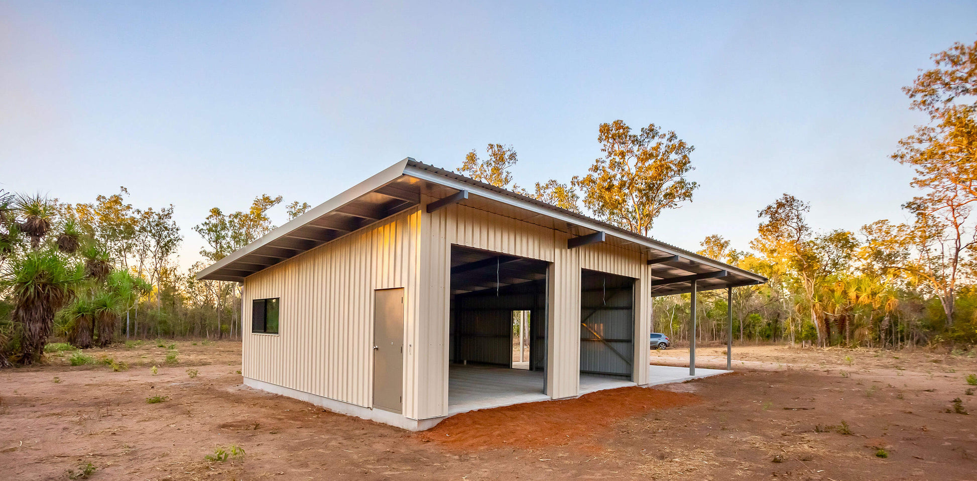 Skillion Roof Shed - 128 Square Metres